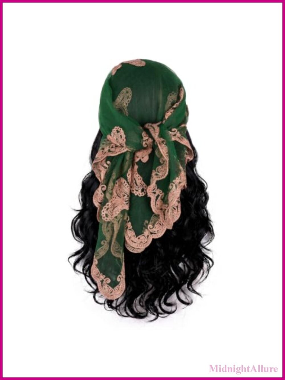 Lace Head Scarf with Flower Embroidery Boho Bandana Hair Wrap